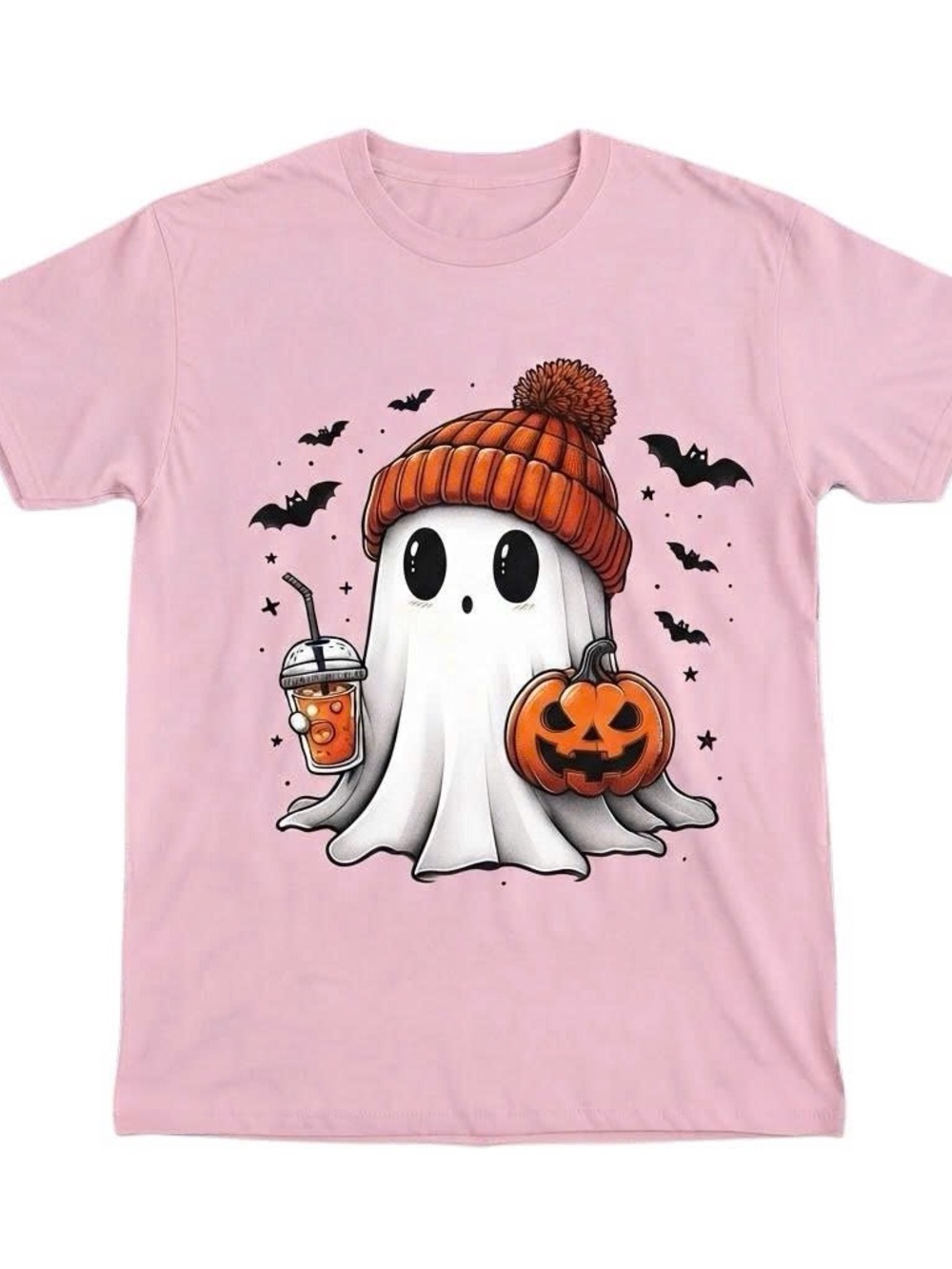 Pink Ghost Jack-o'-Lantern Tee - Cute Halloween Shirt